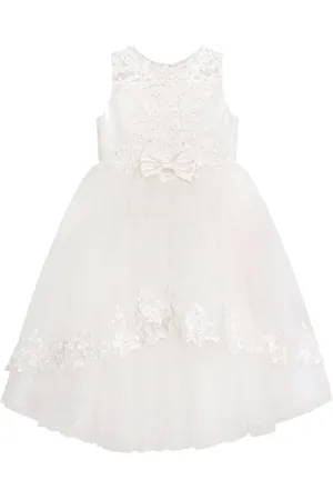Sarah Louise Floral-lace tulle long dress
