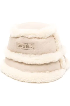 Jacquemus Logo-patch shearling bucket hat