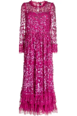 Needle & Thread Sequinned ruffled maxi dress