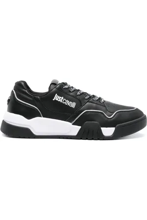 Roberto Cavalli Logo-print metallic leather sneakers