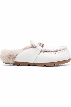 Mou Logo-lettering shearling slippers