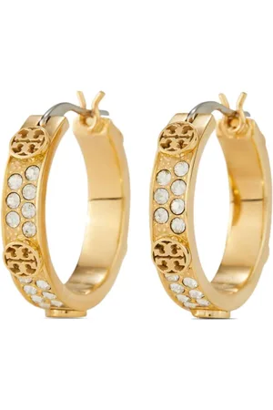 Tory Burch Small Miller crystal hoop earrings