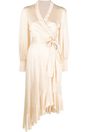 ZIMMERMANN Long-sleeve wrap silk midi dress