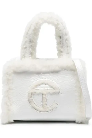 Yellow Shopper small shearling-trim crinkle-leather tote | Ugg | MATCHES UK