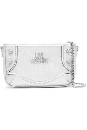 Moschino Logo-lettering metallic shoulder bag