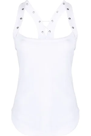 The Attico Eyelet-embellished ribbed-knit tank top