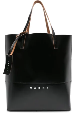 Marni Tribeca logo-print faux-leather tote bag
