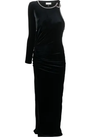 NISSA Crystal-embellished one-shoulder maxi dress