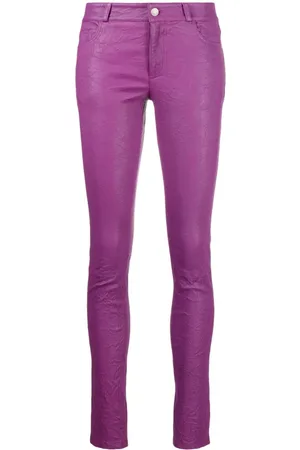 8 By YOOX LEATHER SKINNY FIT PANT | Burgundy Women's Casual Pants | YOOX