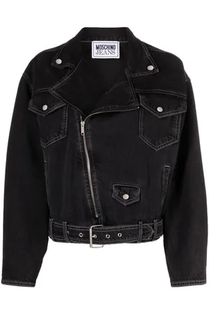 Moschino Belted denim biker jacket