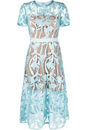 Self-Portrait Guipure-lace flared midi dress