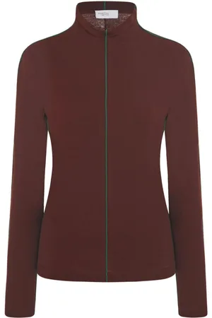 ROSETTA GETTY Piped-trim mock-neck top