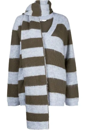 B+AB Stripe-pattern V-neck jumper