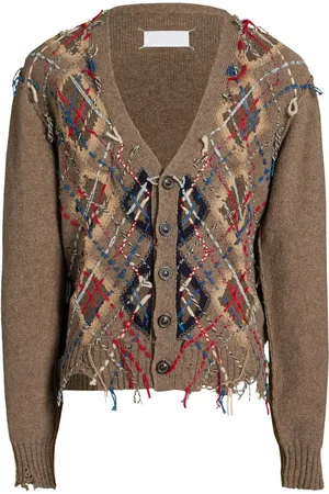 Maison Margiela Cut-out intarsia-knit cardigan