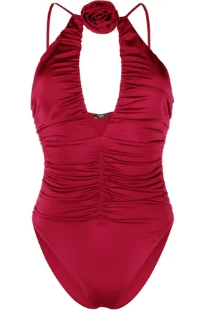Noire Swimwear Floral-appliqu?? ruched swimsuit