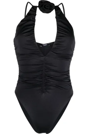 Noire Swimwear Floral-appliqu?? ruched swimsuit