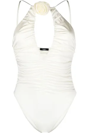 Noire Swimwear Floral-appliqu?? ruched swimsuit