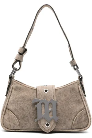 MISBHV Small logo-plaque suede tote bag