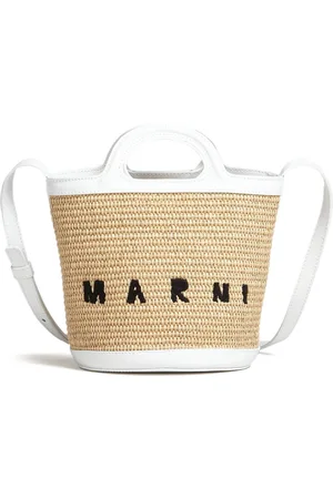 Marni Tropicalia logo-embroidered raffia bucket bag