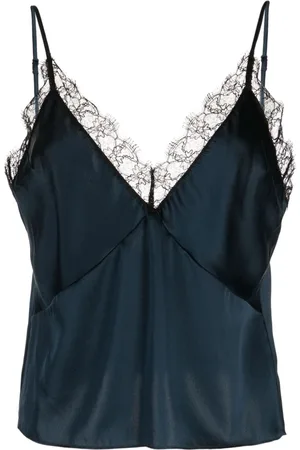 Kiki de Montparnasse Floral-lace detail silk top