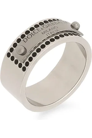 Dolce & Gabbana Logo-plaque rhinestone-embellished band ring