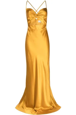 Michelle Mason Twisted-bodice silk gown