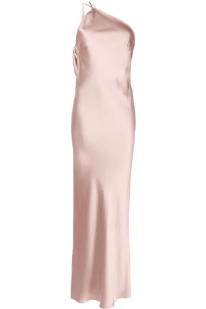 Michelle Mason One-shoulder bias silk gown