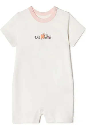 OFF-WHITE Funny Flowers-print cotton romper and bib set