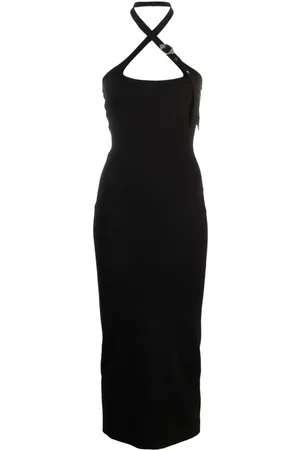 The Attico Buckle-embellished halterneck midi dress
