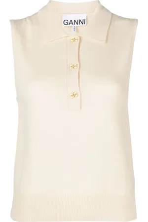 Ganni Logo-buttons knitted vest