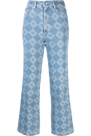 Nanushka Zoey monogram-pattern kick-flare jeans