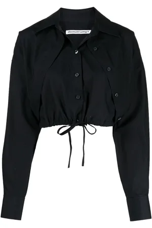 T BY ALEXANDER WANG Gathered silk-charmeuse shirt