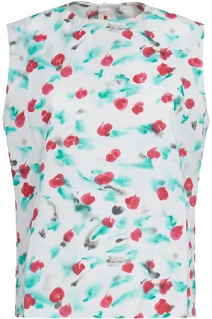 Marni Floral-print sleeveless cotton blouse