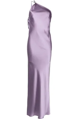 Michelle Mason One-shoulder bias silk gown