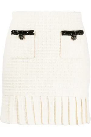 Self-Portrait Sequin-embellished waffle-knit miniskirt