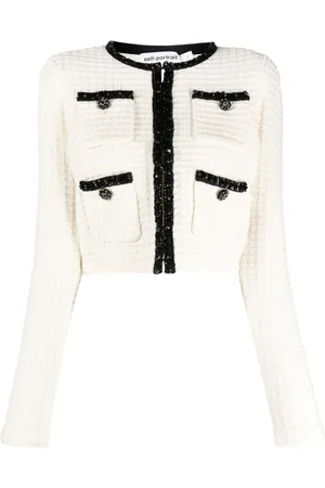Self-Portrait Waffle-knit cropped jacket