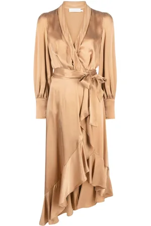 ZIMMERMANN Long-sleeve wrap silk midi dress