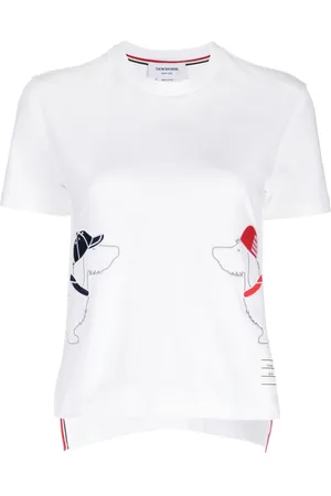 Thom Browne Dog-embroidered cotton T-shirt