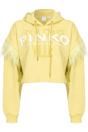 Pinko Feather-detail cropped hoodie