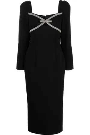 Self-Portrait Bow-detail crepe midi dress