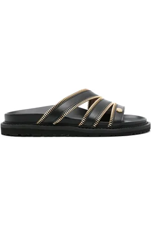 Moschino Zip-embellished leather slides