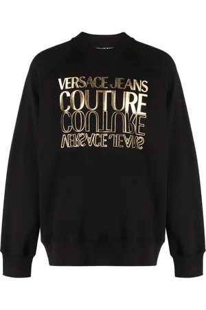 Printed cotton jersey sweatshirt in black - Versace