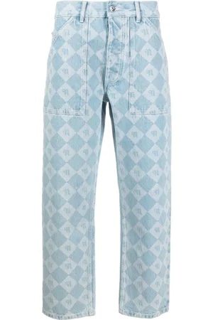 Nanushka Check logo-print cropped jeans