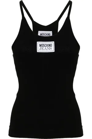 Moschino Logo-patch ribbed-detailing top.