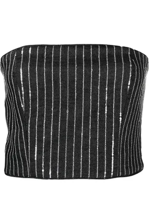 ROTATE Sequinned striped crop top