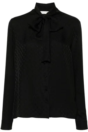 Palm Angels Monogram-jacquard silk blouse