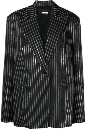 ROTATE Sequinned striped single-breasted blazer