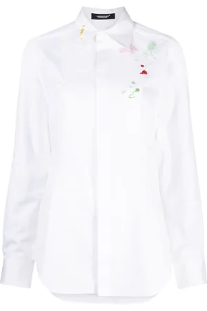UNDERCOVER Floral-embroidered cotton shirt