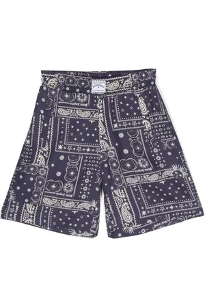 Palm Angels Logo-patch paisley-print shorts