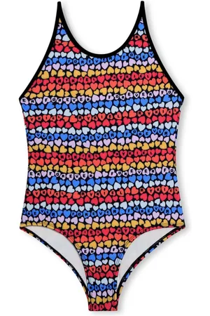 Sonia Rykiel Enfant Heart-print striped swimsuit